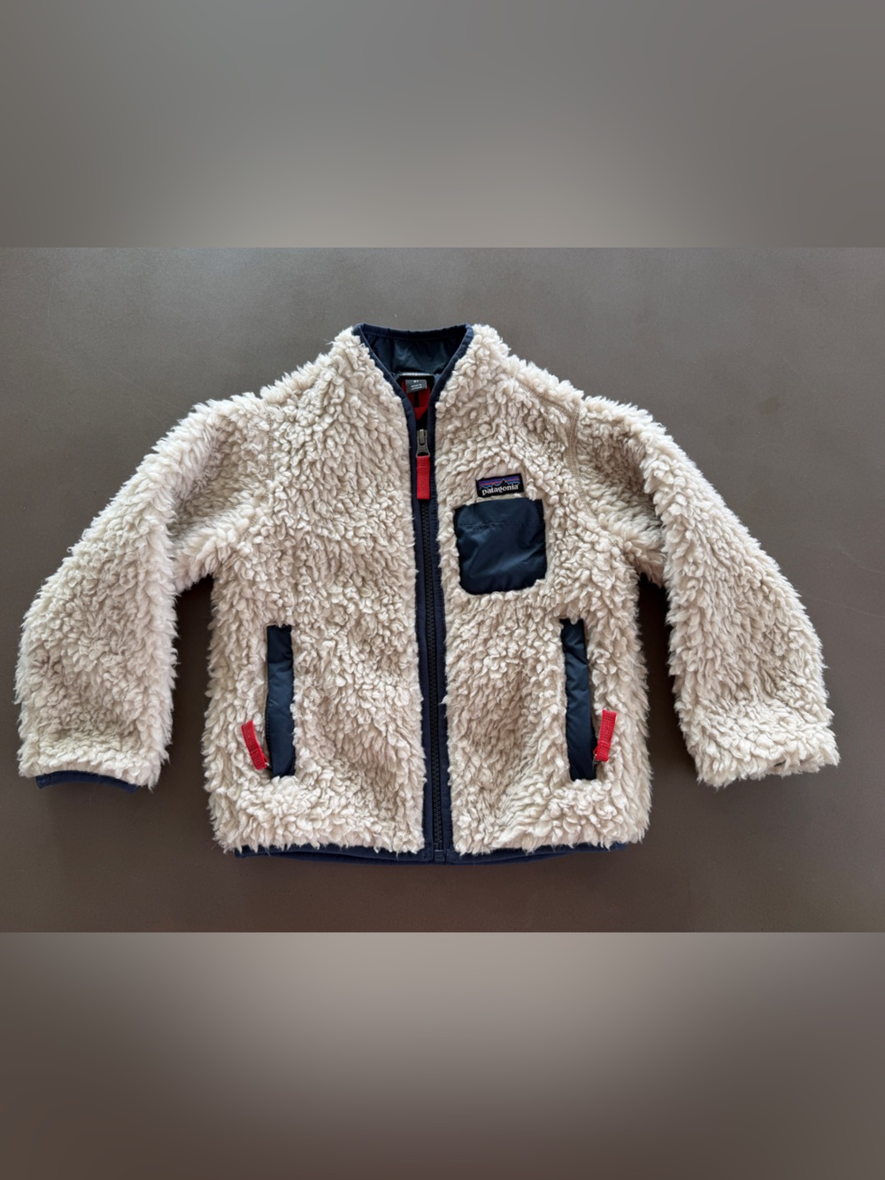 Patagonia Kids Retro-X Jacket Cream and Navy 3T